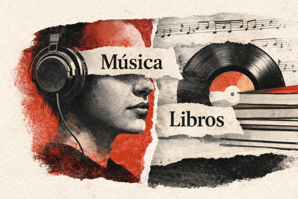 música y libros en fragmentos